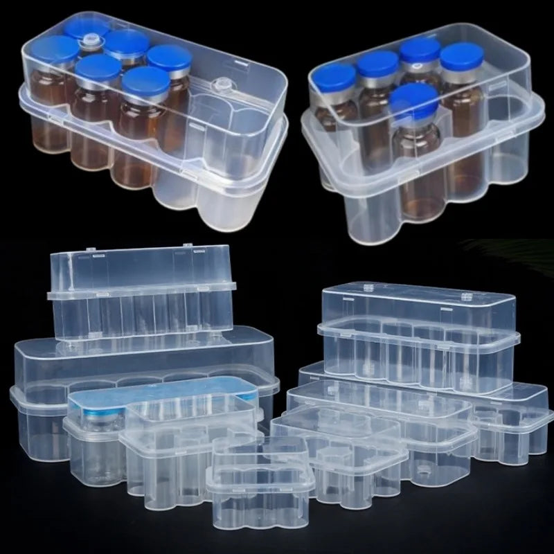 3/5/7/10Ml Vial Storage Case Mini Transparent Peptide Storage Case Vial Stackable Refrigerator Storage Box for Lab & Home Use