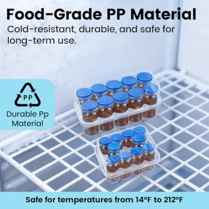 3/5/7/10Ml Vial Storage Case Mini Transparent Peptide Storage Case Vial Stackable Refrigerator Storage Box for Lab & Home Use